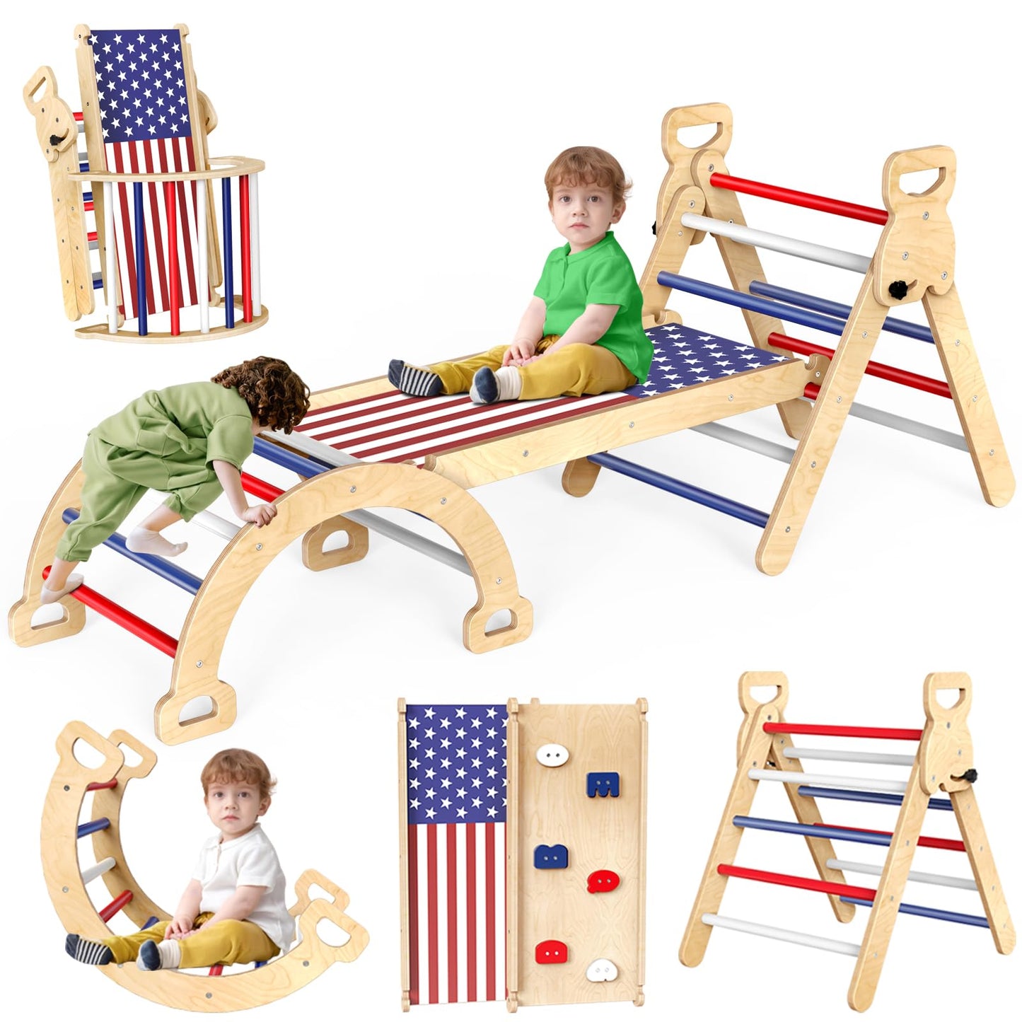 Wooden Montessori Climbing Triangle Set for Kids
