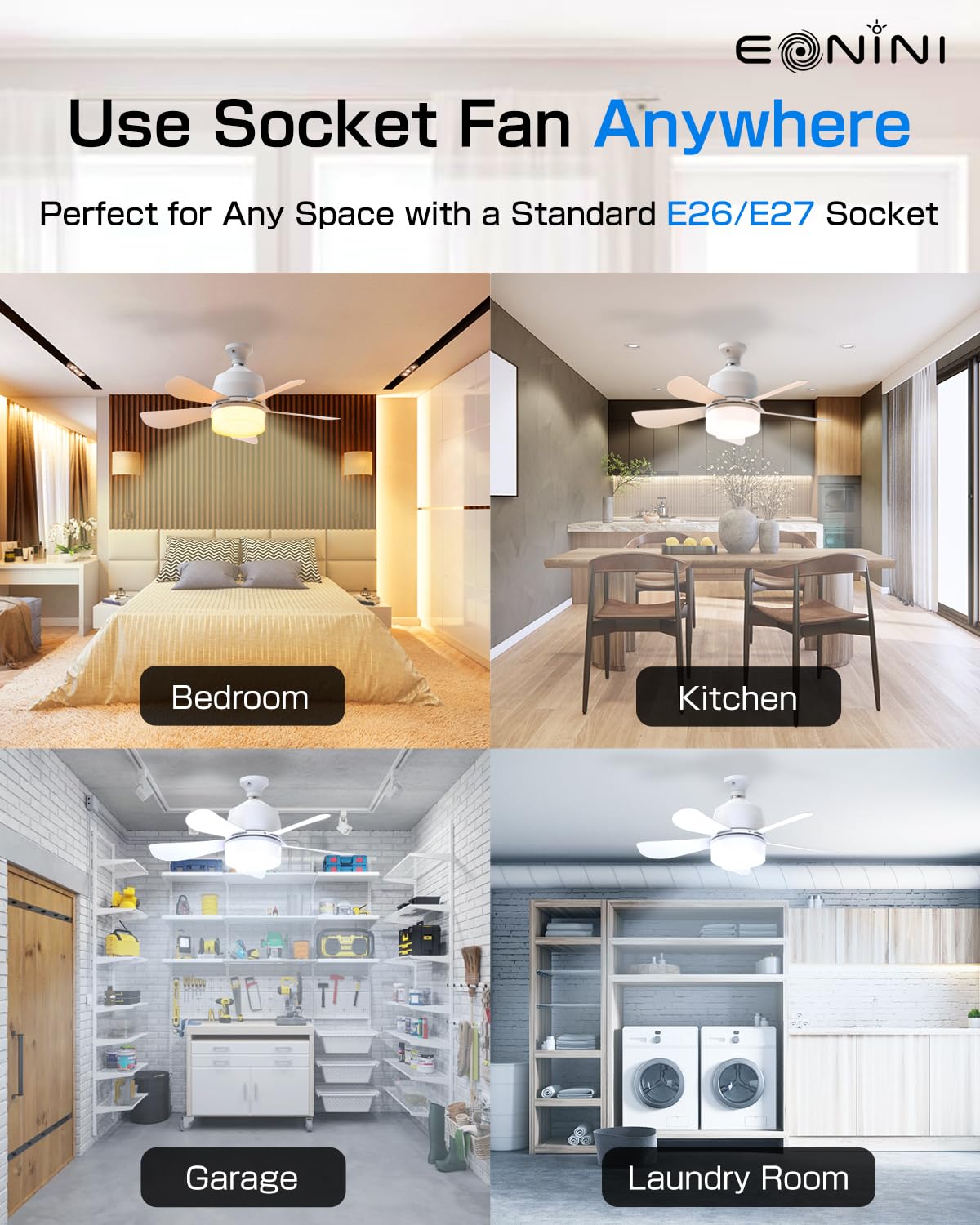 2-in-1 Socket Fan Light with Remote Control