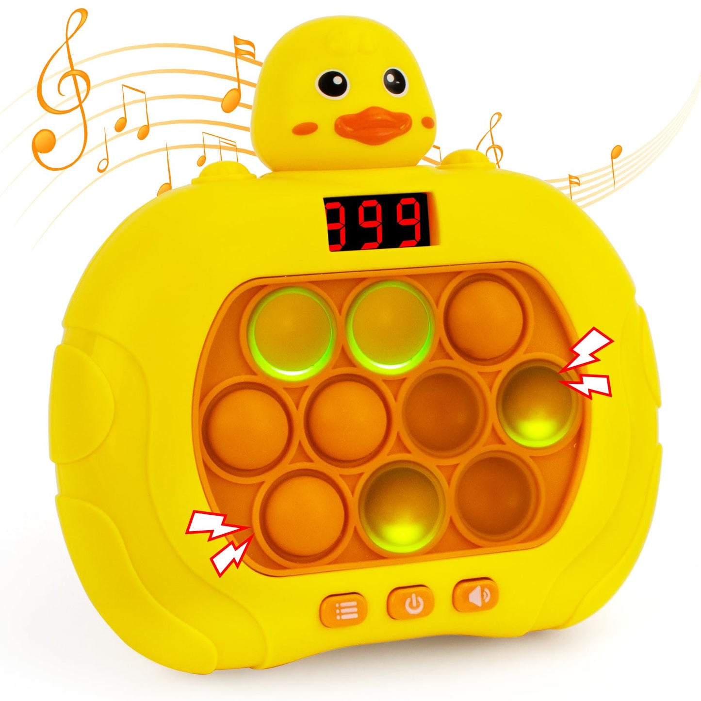 Fast Push Game, Pop Light Up Game Toys Upgraded Version with Game Clearance LED Screen, Handheld Puzzle Game Fast Push Bubble Game, Autism Sensory Toys Mini Games, Fidget Toy for Kids (Yellow Duck)