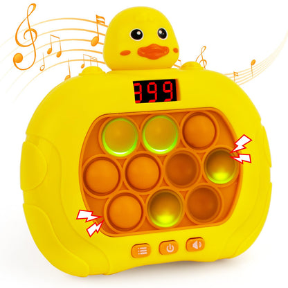 Fast Push Game, Pop Light Up Game Toys Upgraded Version with Game Clearance LED Screen, Handheld Puzzle Game Fast Push Bubble Game, Autism Sensory Toys Mini Games, Fidget Toy for Kids (Yellow Duck)