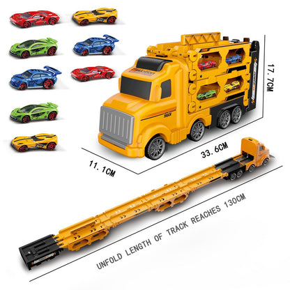 Transport Carrier Truck Toy with Race Track Playset