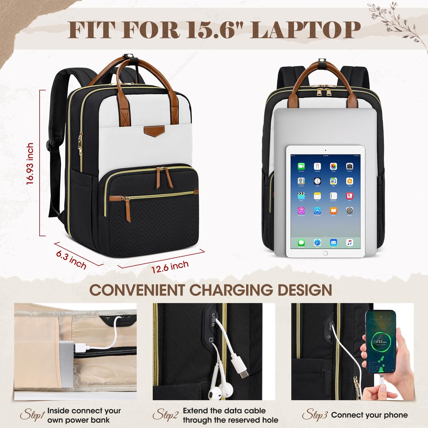 RAINSMORE 15.6 Inch Laptop Travel Backpack