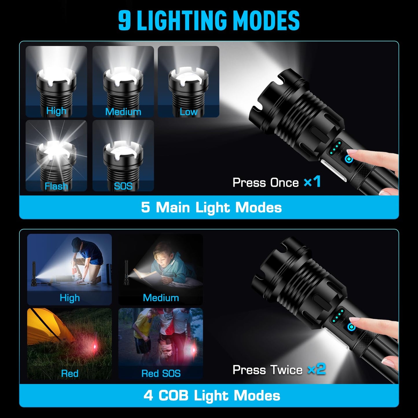 High Lumens Rechargeable Tactical Flashlight by ANKRA