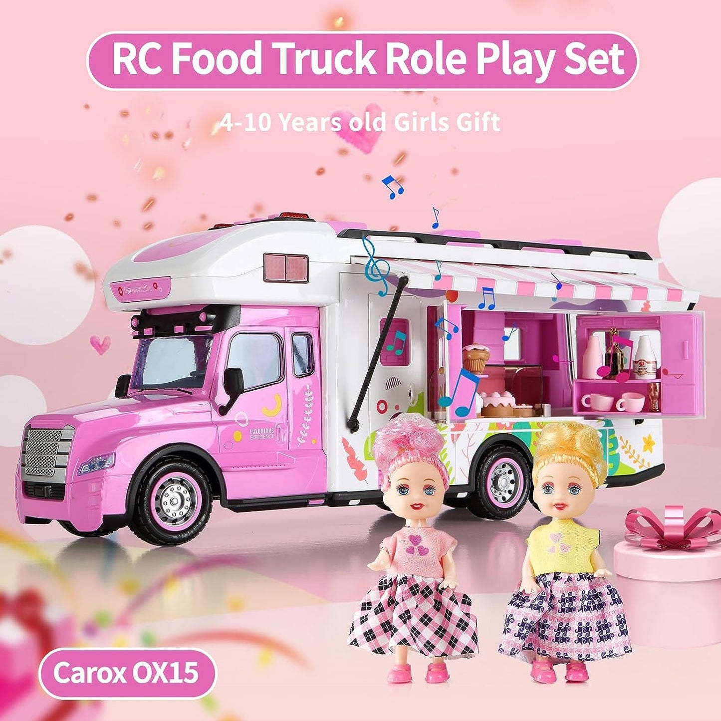 Remote Control Food Truck Toy Playset for Girls