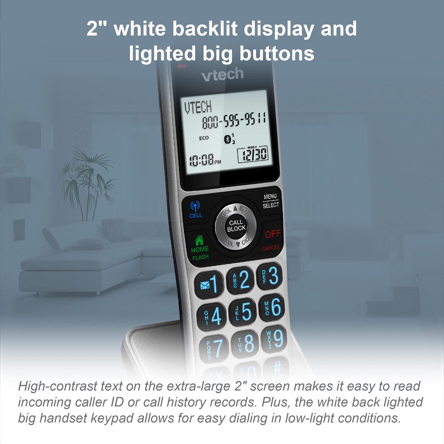 VTech VS306-4 DECT 6.0 4 Handsets Cordless Home Phone with Bluetooth, Answering System, Smart Call Blocker, Caller ID Announce, Backlit Display, Duplex Speakerphone, Expandable to 5HS (Silver & Black)