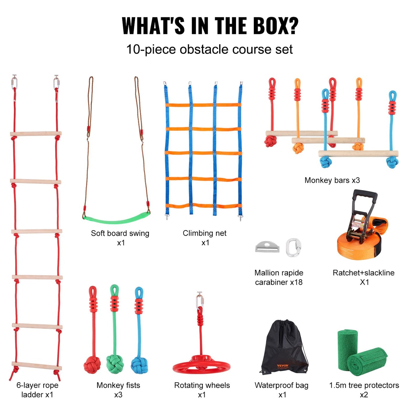 VEVOR 50ft Ninja Warrior Obstacle Course for Kids
