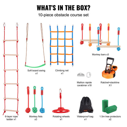 VEVOR 50ft Ninja Warrior Obstacle Course for Kids