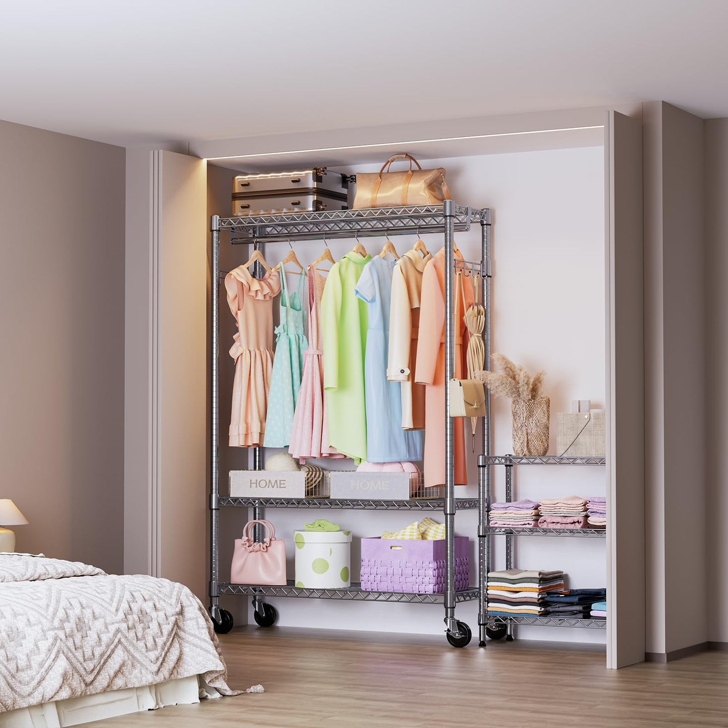 3-Tier Heavy Duty Garment Rack with Wheels