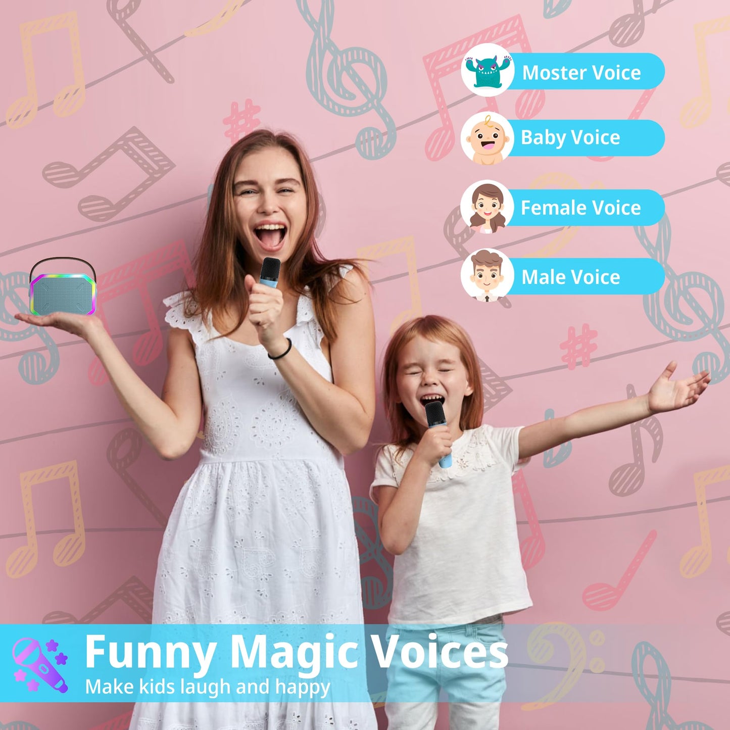 Karaoke Machine with 2 Wireless Microphones