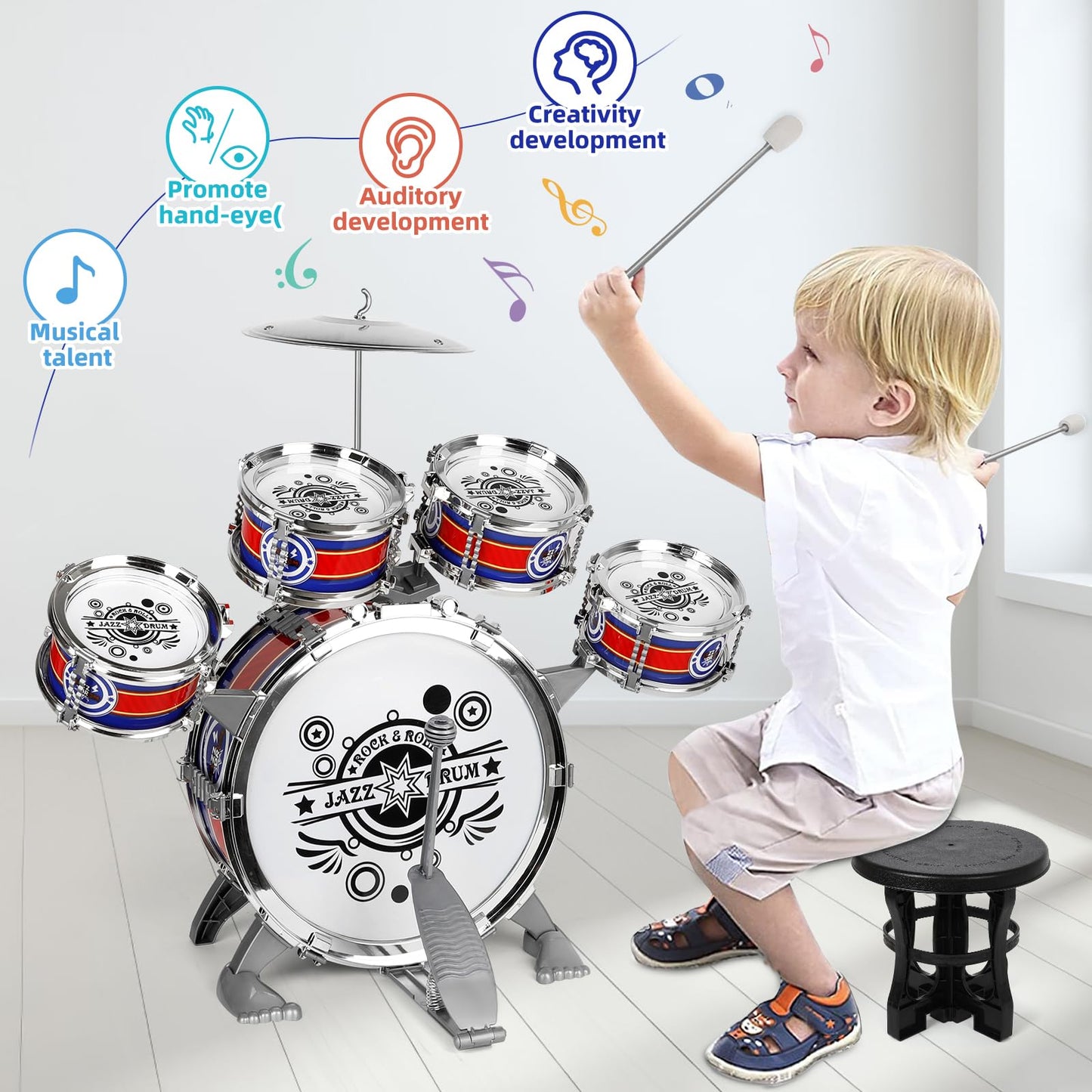 Toddler Drum Kit 5-Piece Musical Instruments Set