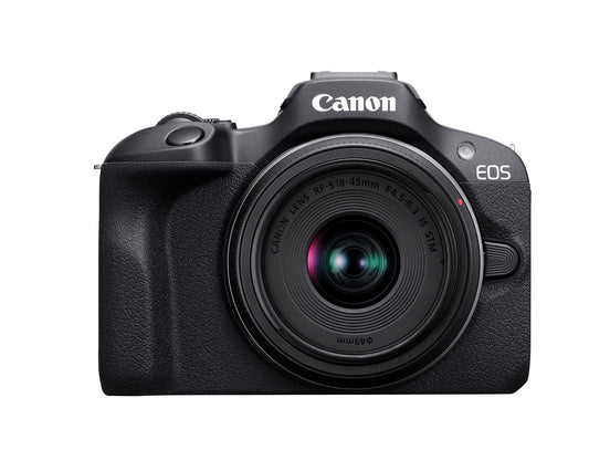 Canon EOS R100 Mirrorless Camera RF-S18-45mm F4.5-6.3 IS STM Lens Kit, 24.1 Megapixel CMOS (APS-C) sensor, 4K Video, RF Mount, Black