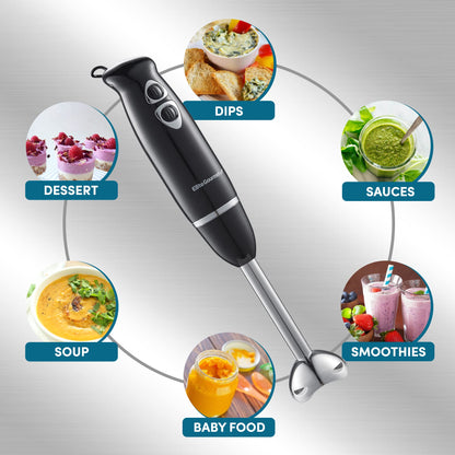 Elite Gourmet 500W Immersion Hand Blender with Steel Blades