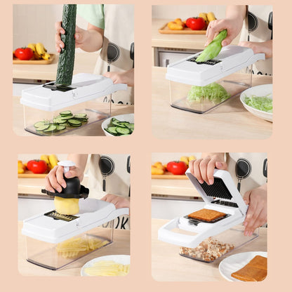 Vegetable Chopper, Multifunctional Veggie Chopper,Kitchen Vegetable Slicer Dicer Cutter,Potato Onion Food Chopper with Vegetable Peeler,Hand Guard and Container