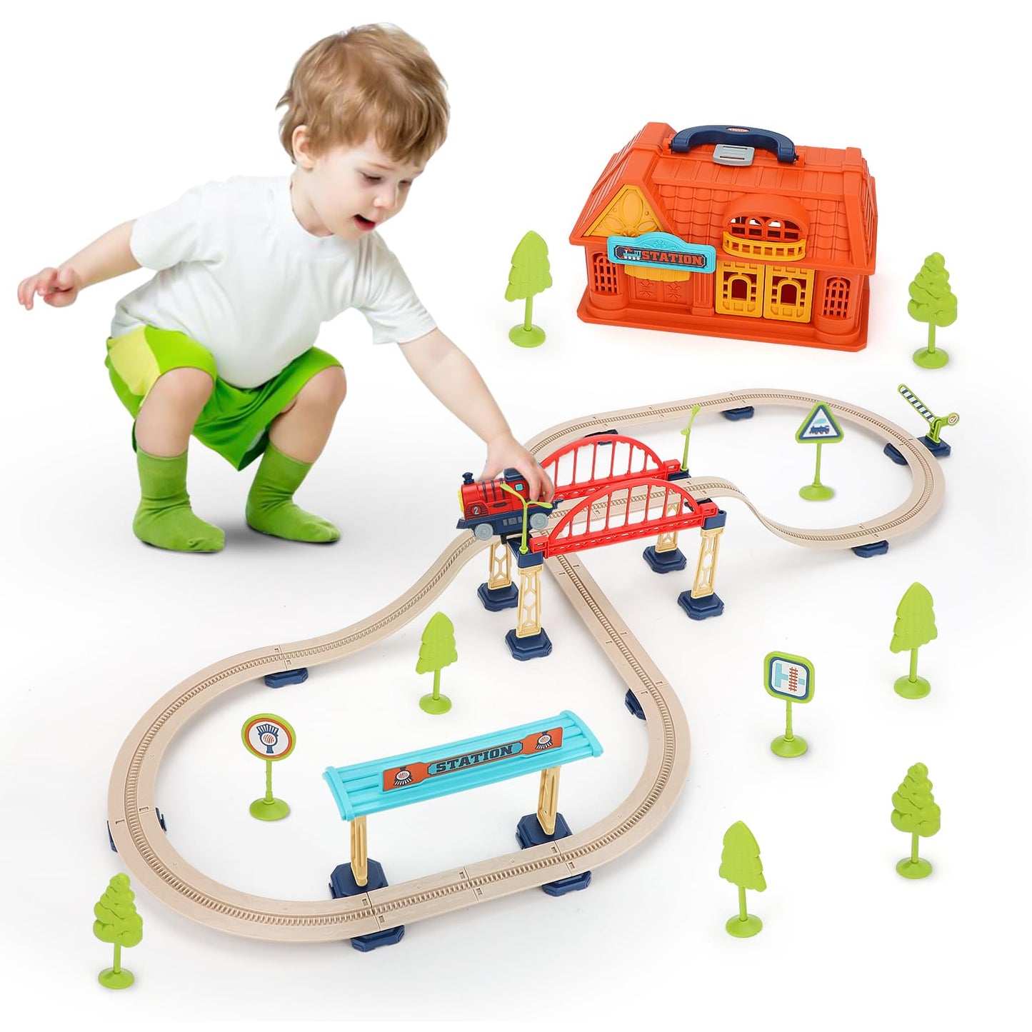 Electric Train Set for Toddlers with Sound