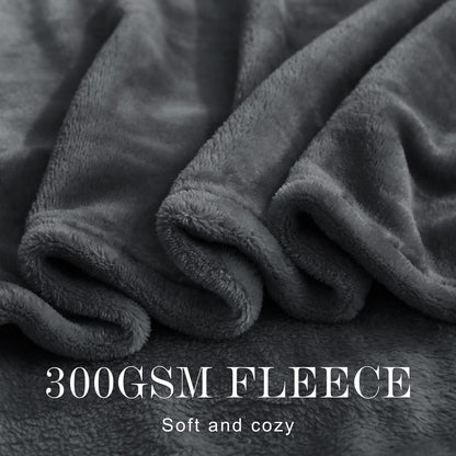 NICETOWN Grey Fleece Twin Blanket - Lightweight Plush