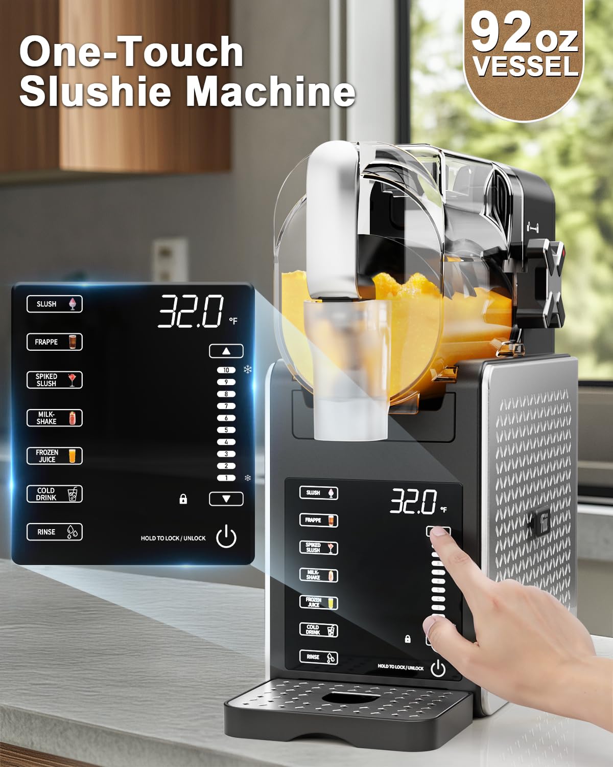 Fiii Slushie Machine 92 oz, Slushy Machine for Home, 6 Preset Programs, Quiet Operation, LED Display, Auto-Clean, No Ice Needed, Perfect for Milkshakes, Margarita Smoothie, Frappes and More