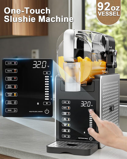 Fiii Slushie Machine 92 oz, Slushy Machine for Home, 6 Preset Programs, Quiet Operation, LED Display, Auto-Clean, No Ice Needed, Perfect for Milkshakes, Margarita Smoothie, Frappes and More