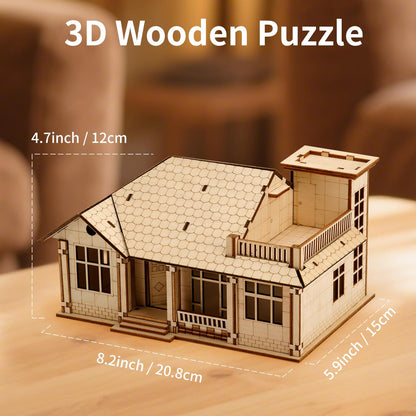 3D Wooden Puzzles for Adults,DIY Color Modern Villa Wooden Model Kits,Creative Art Ornaments,Gift on Birthday,Christmas