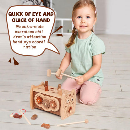 6-in-1 Wooden Montessori Hammer Toy for Toddlers