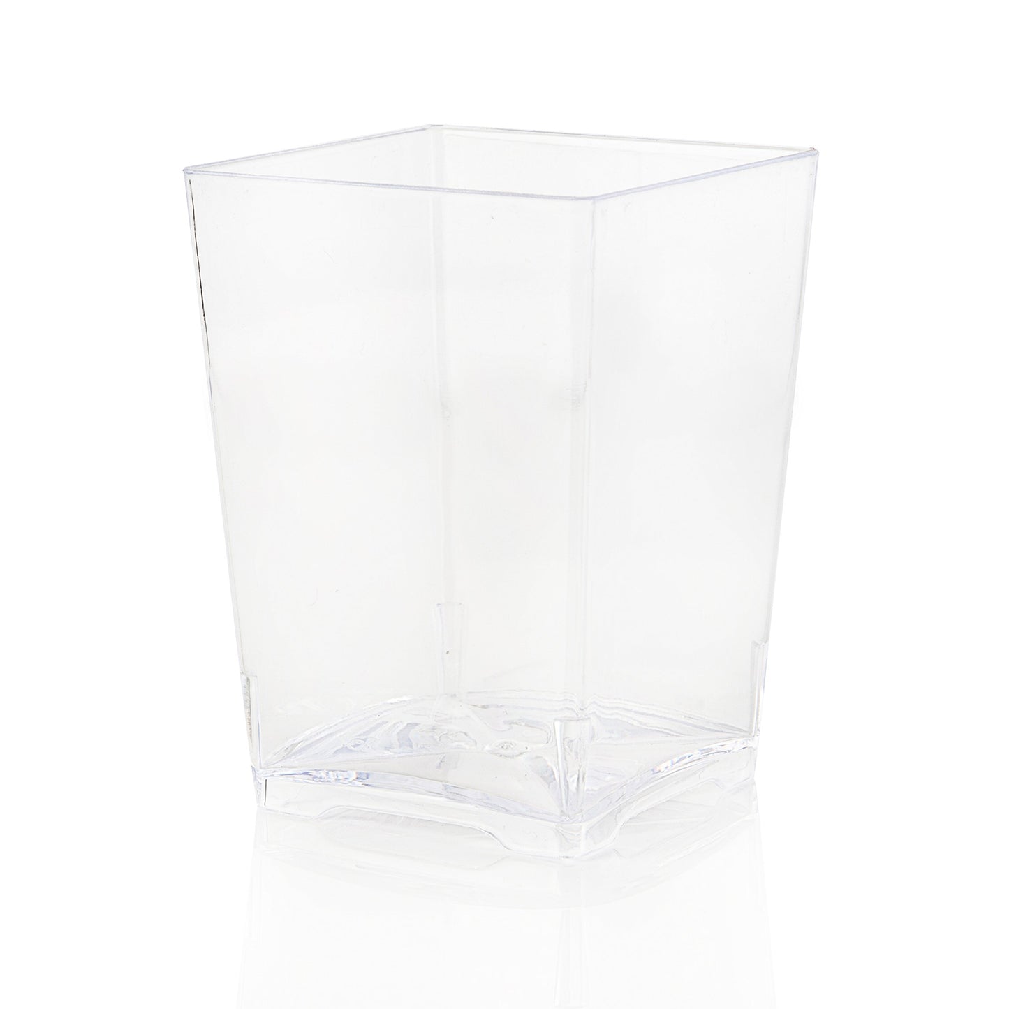 Oasis Creations Square Dessert Cup - 4 Ounce - Durable Crystal Clear Plastic - 50 Count - Ideal for Desserts, Appetizers, Entrees, Puddings, Mousse and More!
