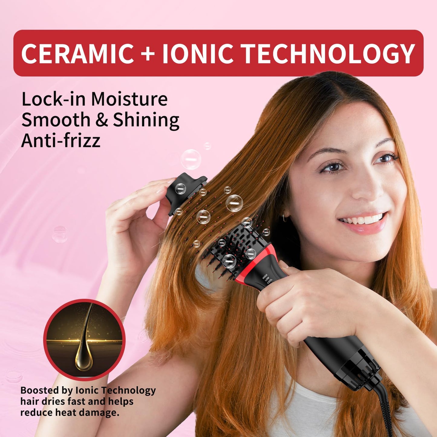 FSNEY Hot Air Hair Dryer Brush for All Types