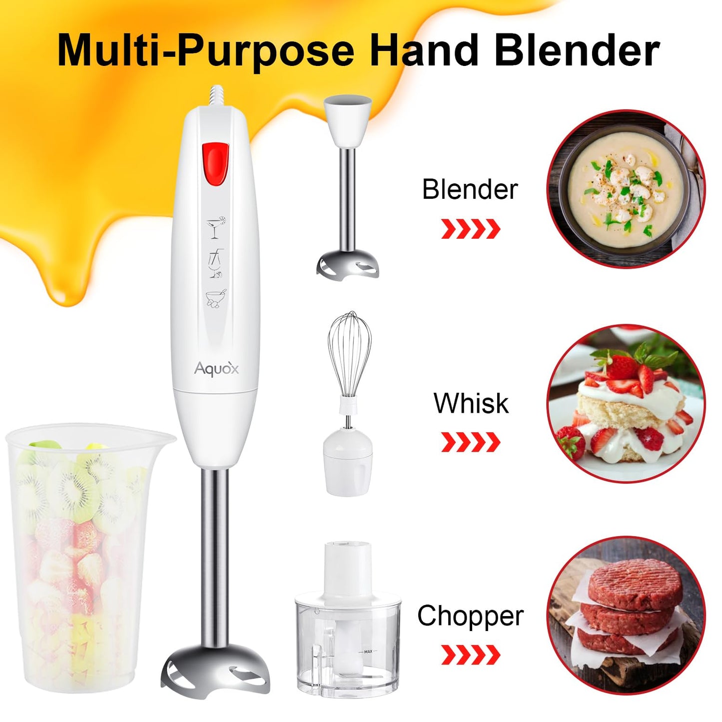 400W 4-in-1 Handheld Immersion Blender Set