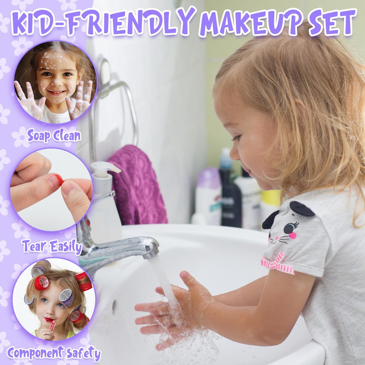 Kids Washable Makeup Set for Girls Ages 3-12