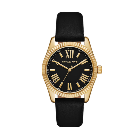 Michael Kors Gold Stainless Steel Leather Band Watch