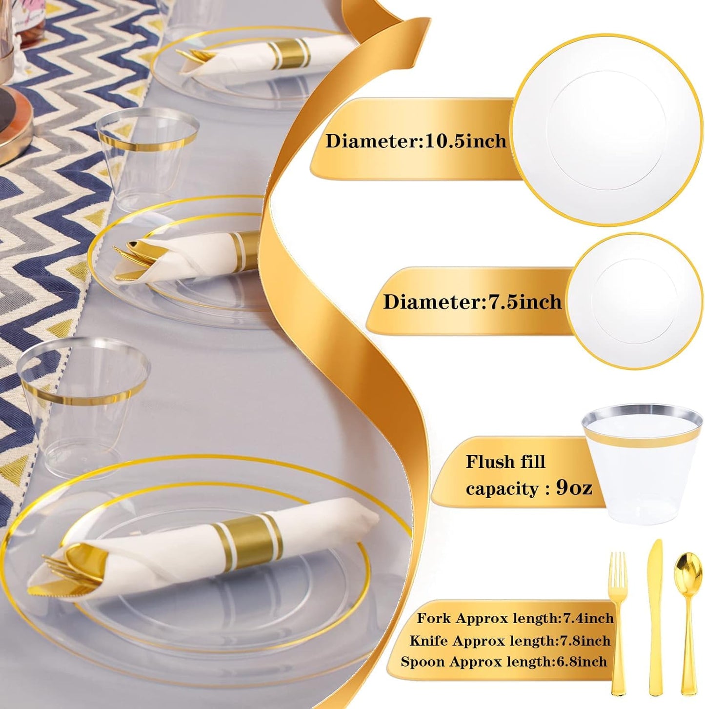 140 Pcs Clear Disposable Party Dinnerware Set