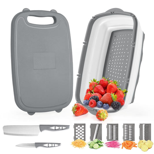 Collapsible Camping Cutting Board with Colander
