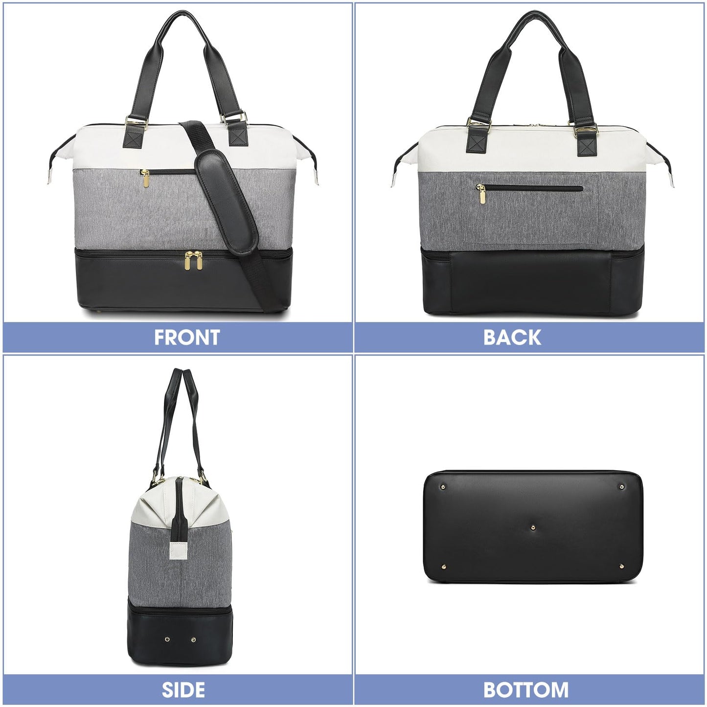 Large Travel Duffle Bag with Shoe Compartment