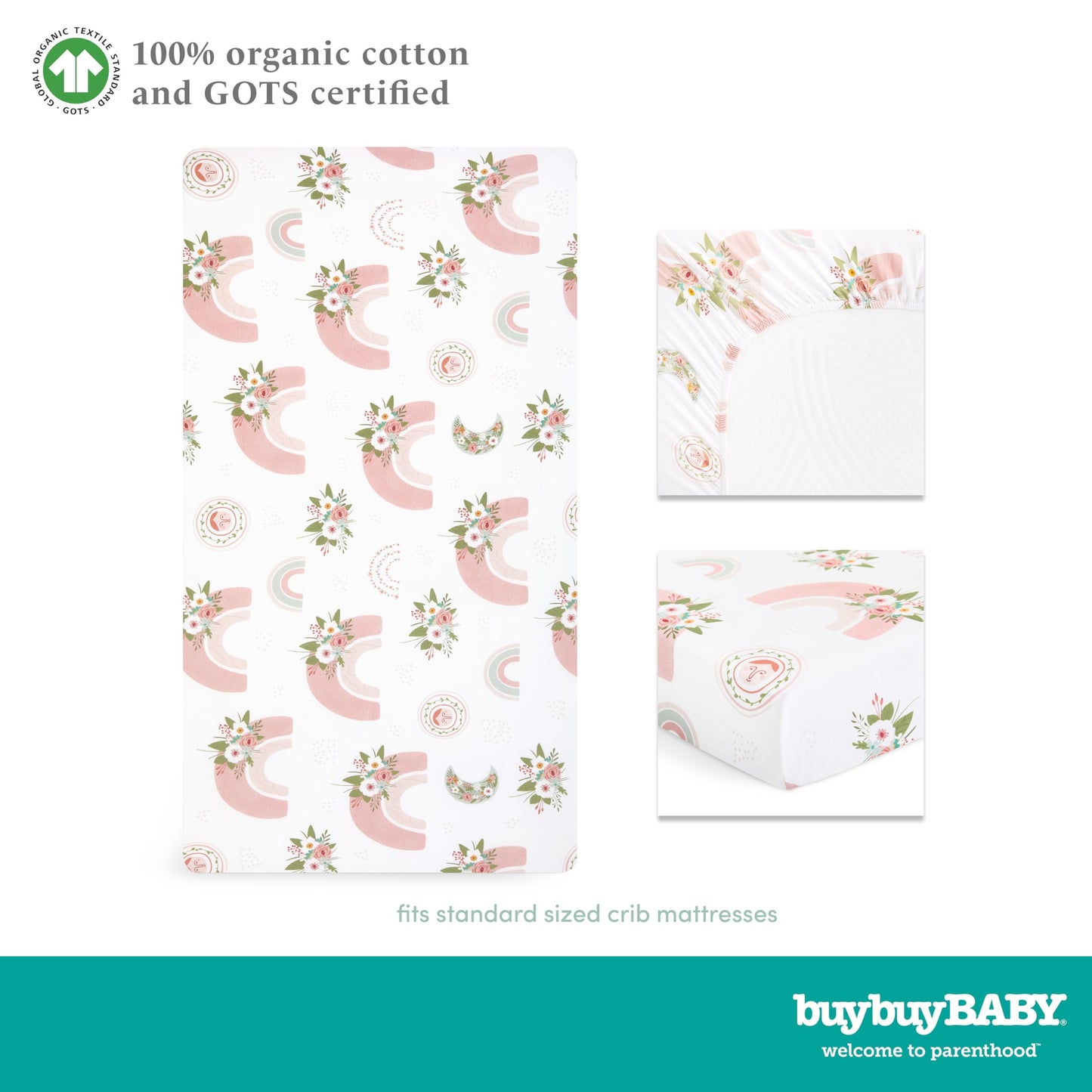 Evolur 3-Piece Crib Bedding Set, Machine Washable