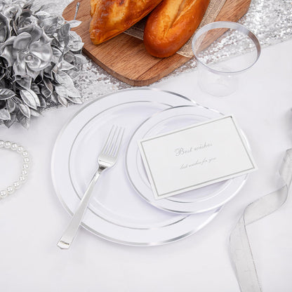 WELLIFE 300Pcs Elegant Disposable Dinnerware Set