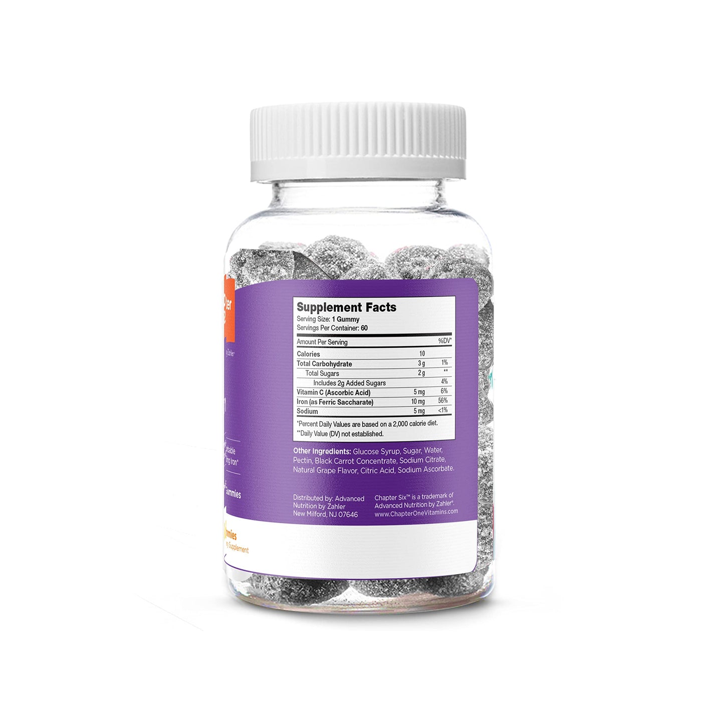 Chapter Six Iron Gummies, Iron Gummies Supplement with Vitamin C, Iron for Adults 10mg, Kosher, 60 Flavored Gummies (10MG)