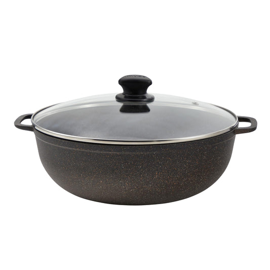 IMUSA 3.5qt Fuzion Cast Aluminum Bronze Speckled Nonstick Caldero with Glass Lid
