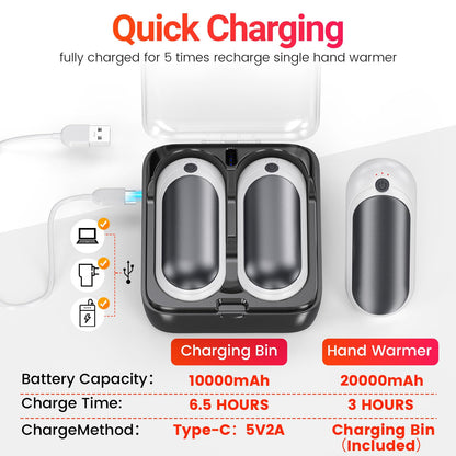 Rechargeable Hand Warmers 2-Pack with Case