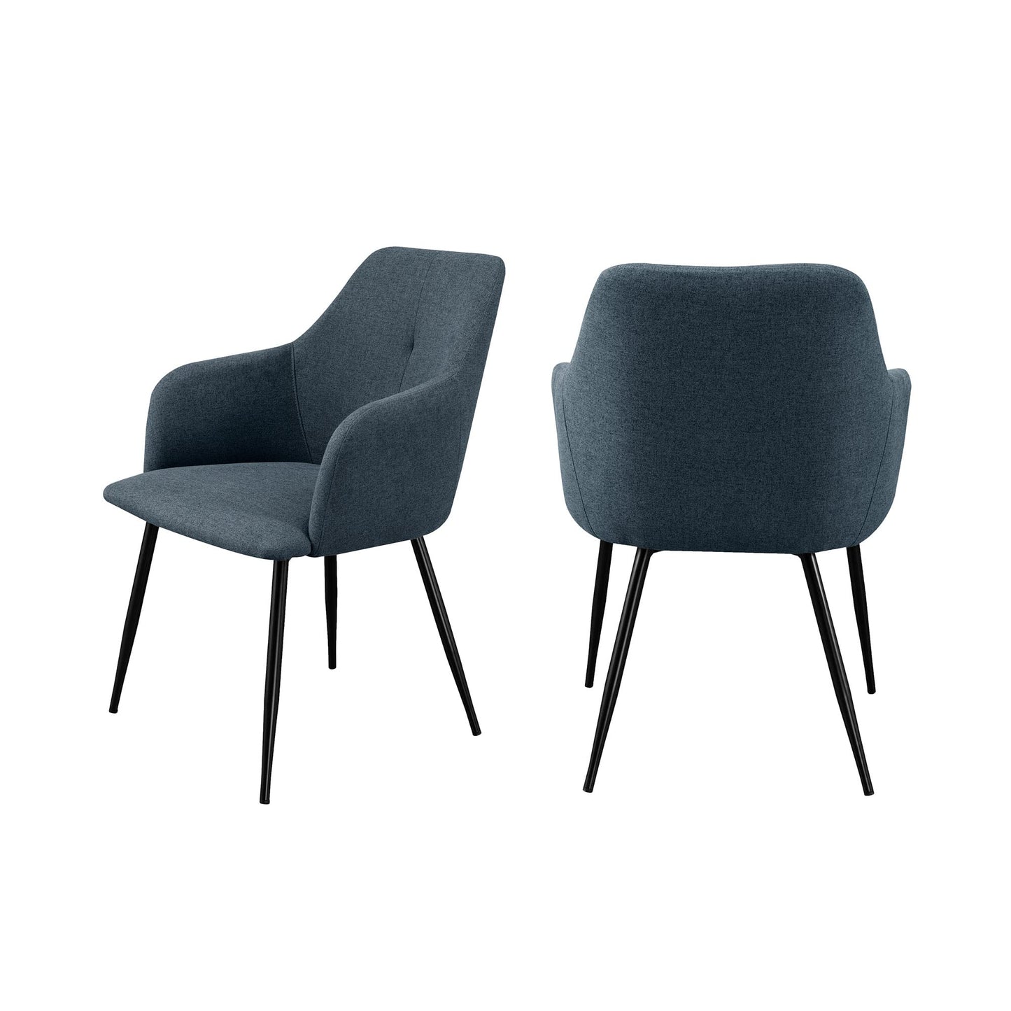 Walker Edison Gemma Contemporary Upholstered 24 Inch Dining Chair, Set of 2, Indigo Blue