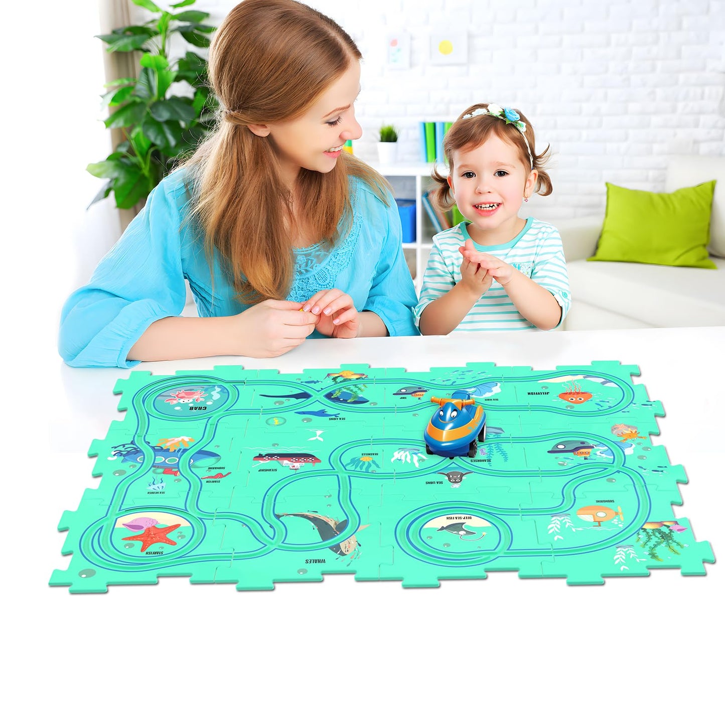 Kids Puzzle Rail Car Play Set for Toddlers