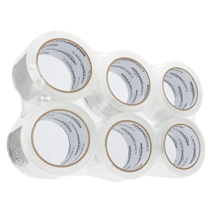 Amazon Basics Extra-Wide Packing Tape, Designed for Moving, Storage and Packing, Shipping and Mailing, Extra-Wide: 2.83"W, Crystal Clear, 6-Pack