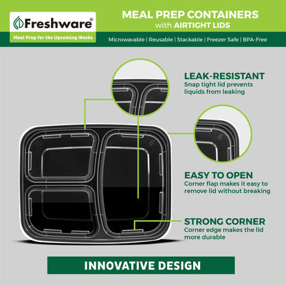 21 Pack Freshware Meal Prep Containers with Lids