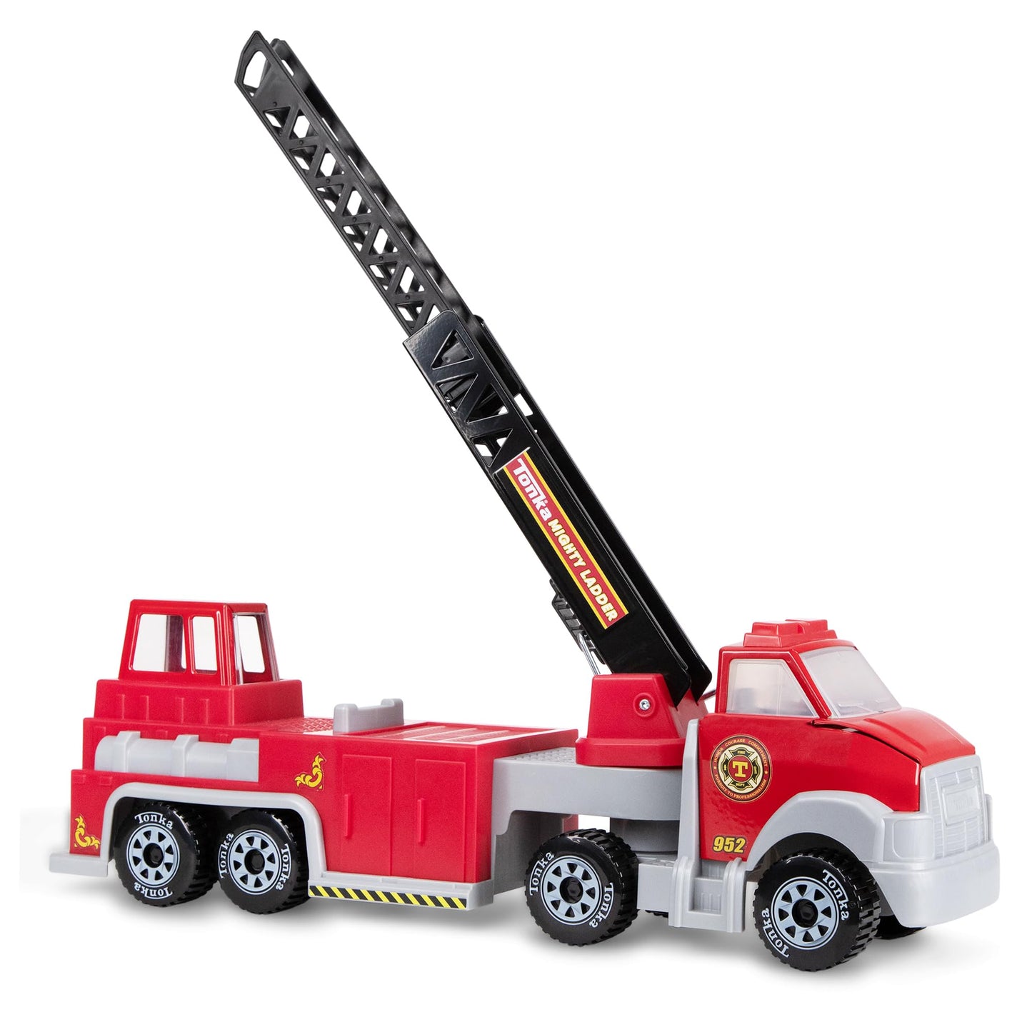 Tonka Steel Classics, Hook N’ Ladder Fire Truck– Made with Steel & Sturdy Plastic, red Friction Powered, Boys and Girls, Toddlers Ages 3+, Big fire Truck, Toddlers, Birthday Gift, Christmas, Holiday