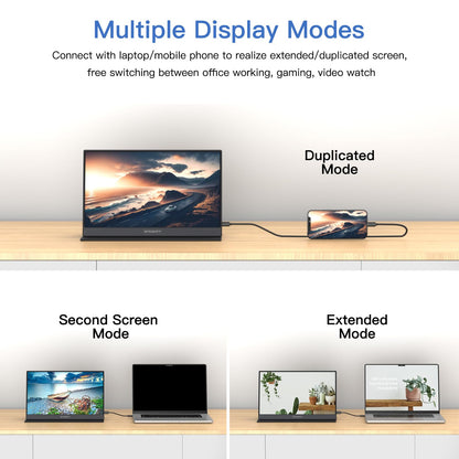 RFGOUPY Portable Monitor, 15.6 Inch 1080P FHD Portable Laptop Monitor USB C HDMI Travel Monitor, Ultra-Slim IPS Second Screen with Smart Cover, External Monitor for Laptop/PC/Mac/Gaming/Phone