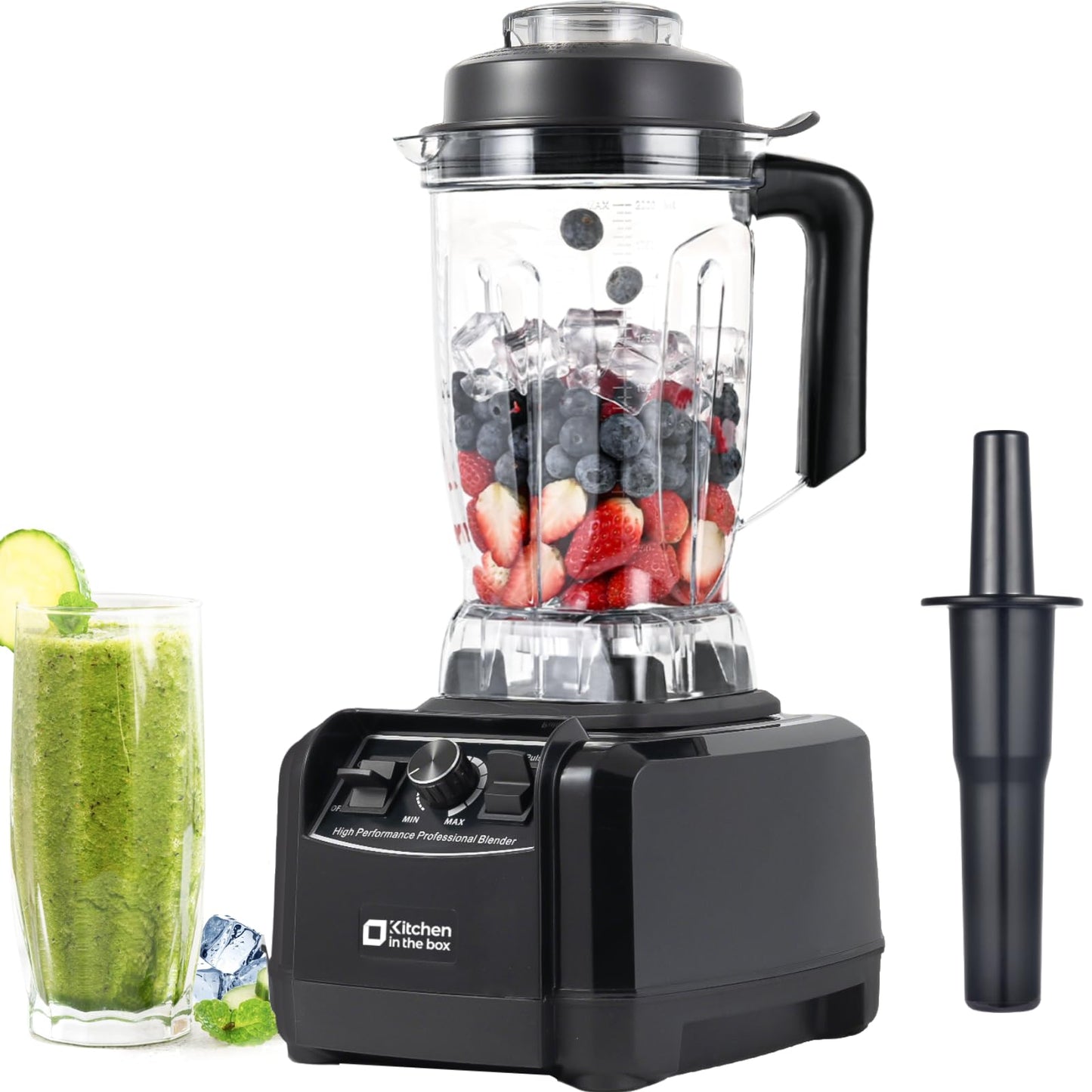 Kitchen in the box Blender 68 OZ - 1500 Watt Kitchen Smoothie Blenders Large Capacity, Professional Blender Making Frozen Drinks, Ice Crushing, Protein Shakes, BPA Free (Black)