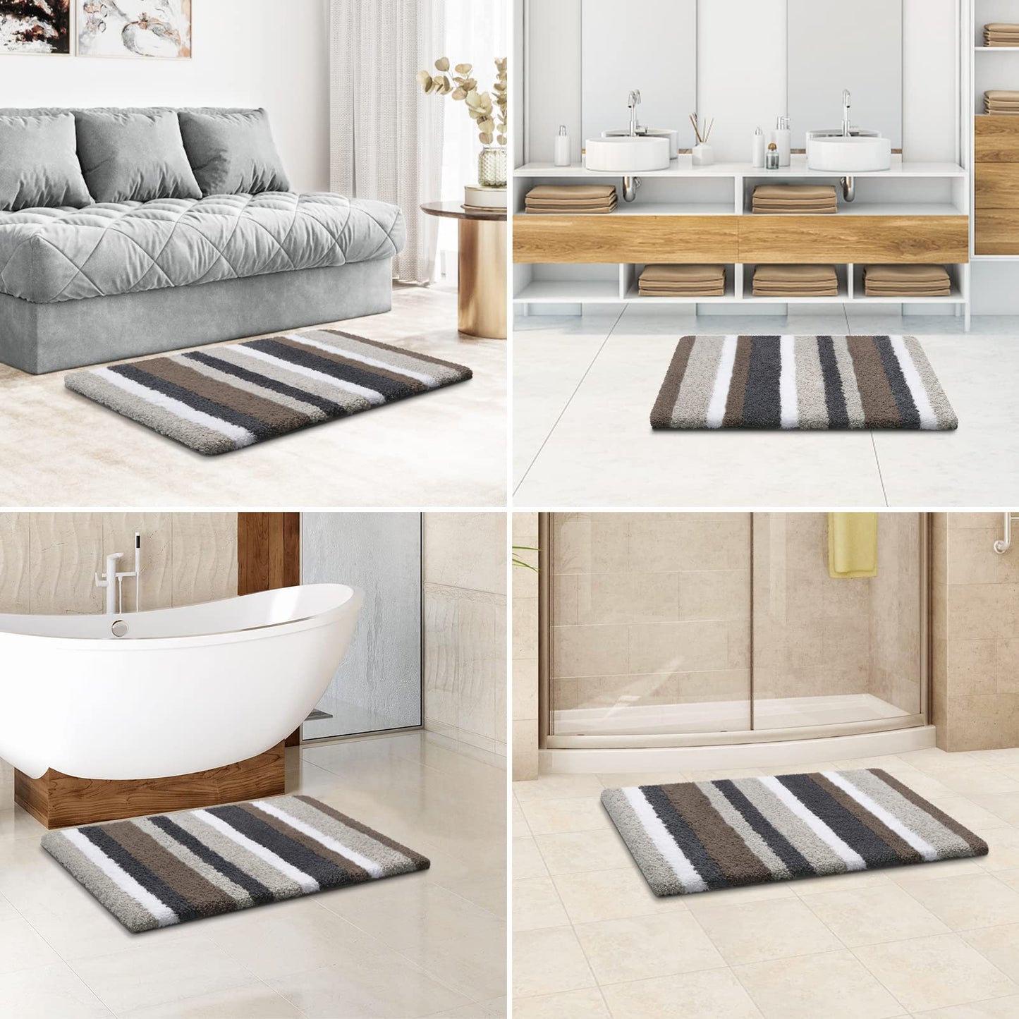 Luxury Soft Plush Bath Mat Set, Non-Slip