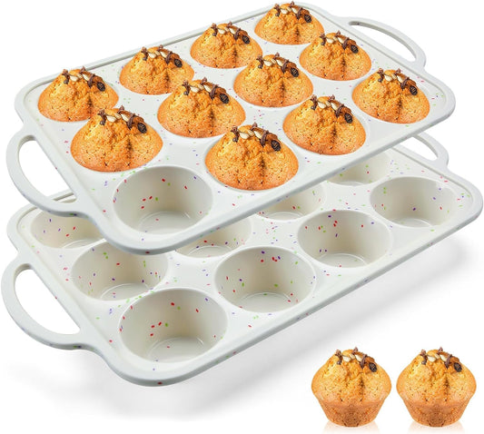 12-Cup Silicone Muffin Pan Set - Non-Stick