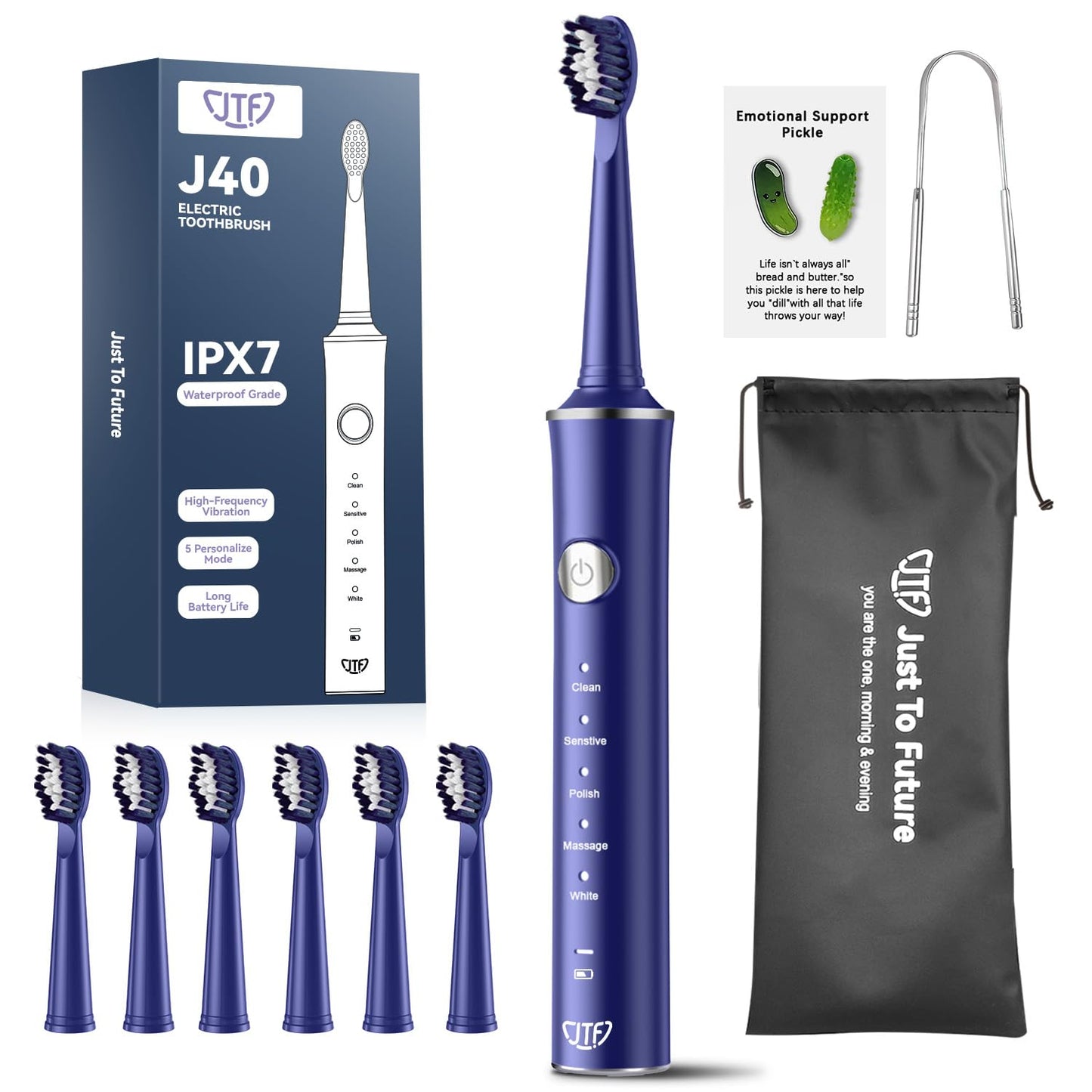 Electric Toothbrush with 6 Brush Heads & Timer