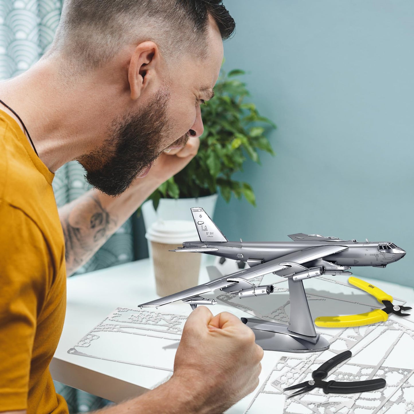B-52 Bomber Metal Model Kit by Piececool