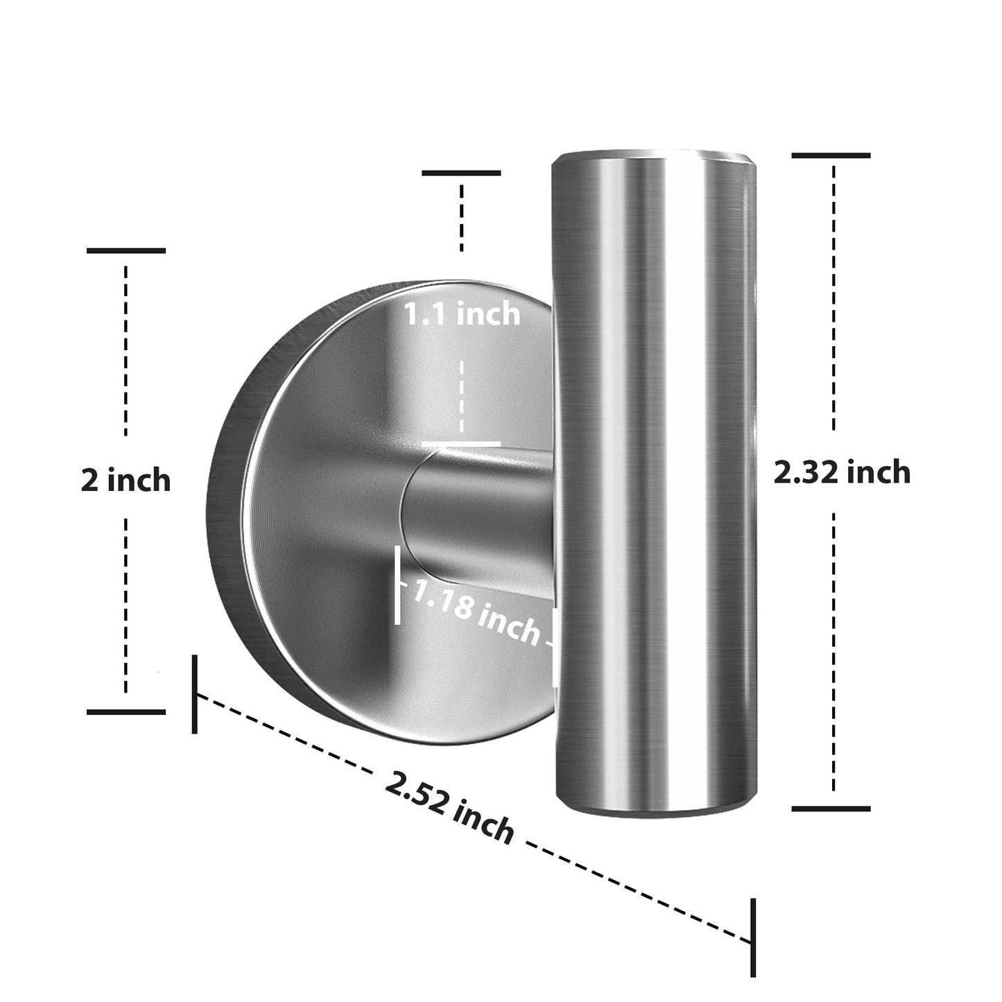 SOCONT Towel Hooks for Bathrooms Wall Mount, 2 Pack Silver Brushed Towel Hook for Hanging, Heavy-Duty Bathroom Wall Hooks for Towel Robe Black Wall Hooks SUS 304 Stainless Steel for Bathroom Kitchen