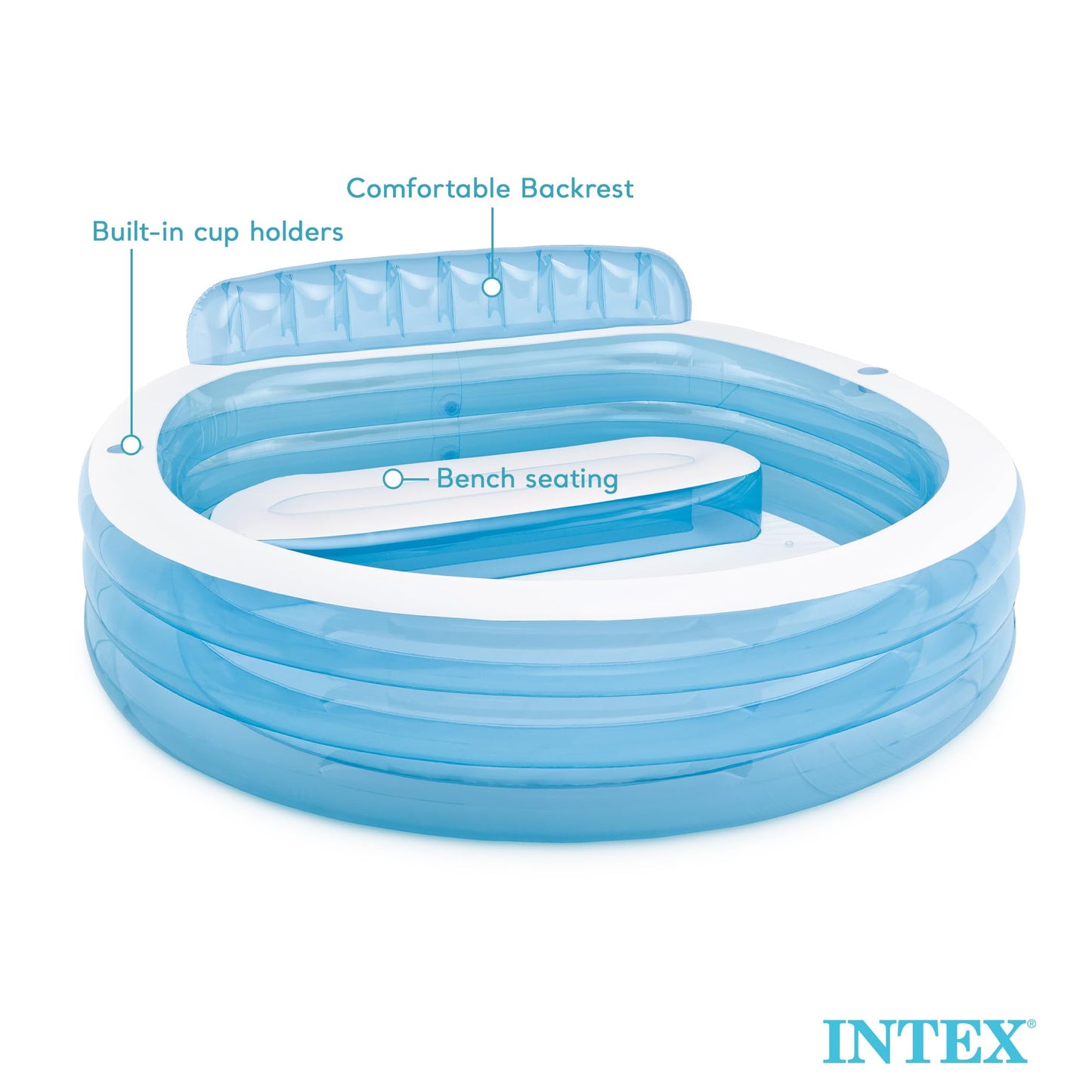 Intex Inflatable Family Lounge Pool with Cup Holders