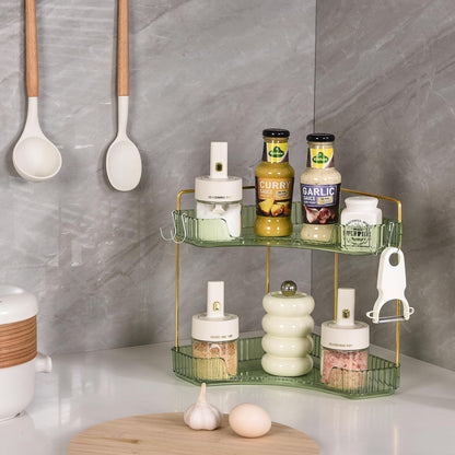 2 Tier Bathroom Counter Organizer with Hooks